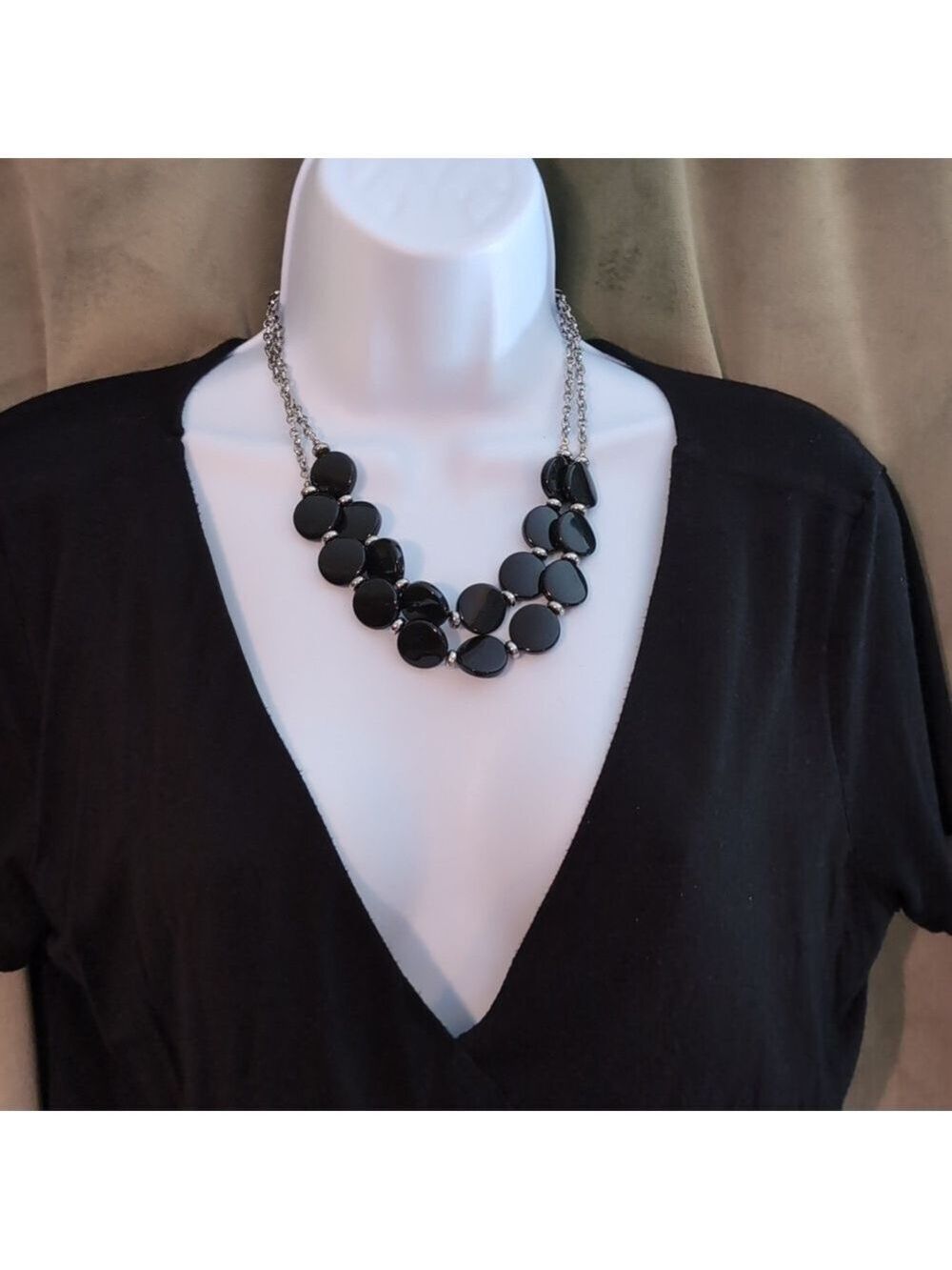 Charming Charlie Black and Silver Statement Necklace - Picture 4 of 6